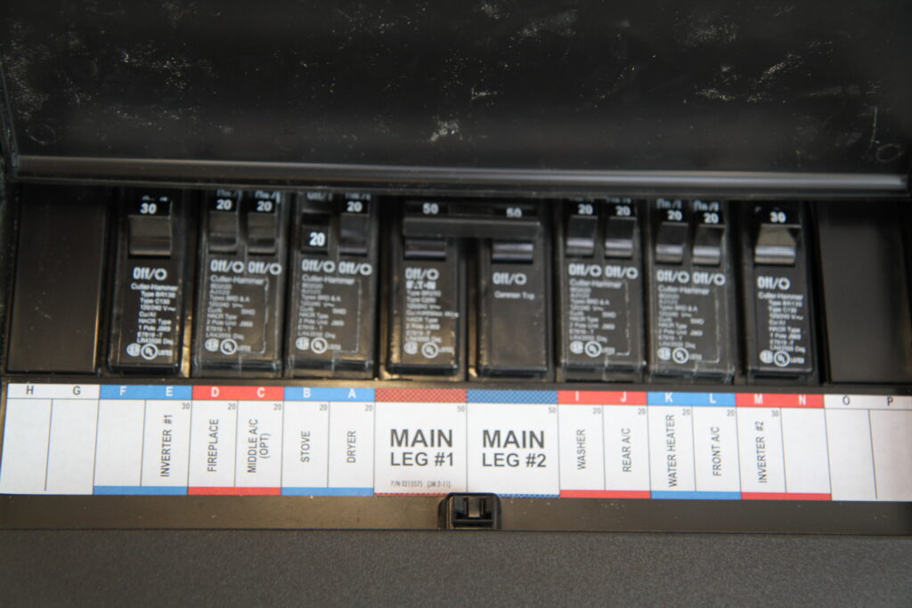 A 50 amp split-phase circuit breaker panel