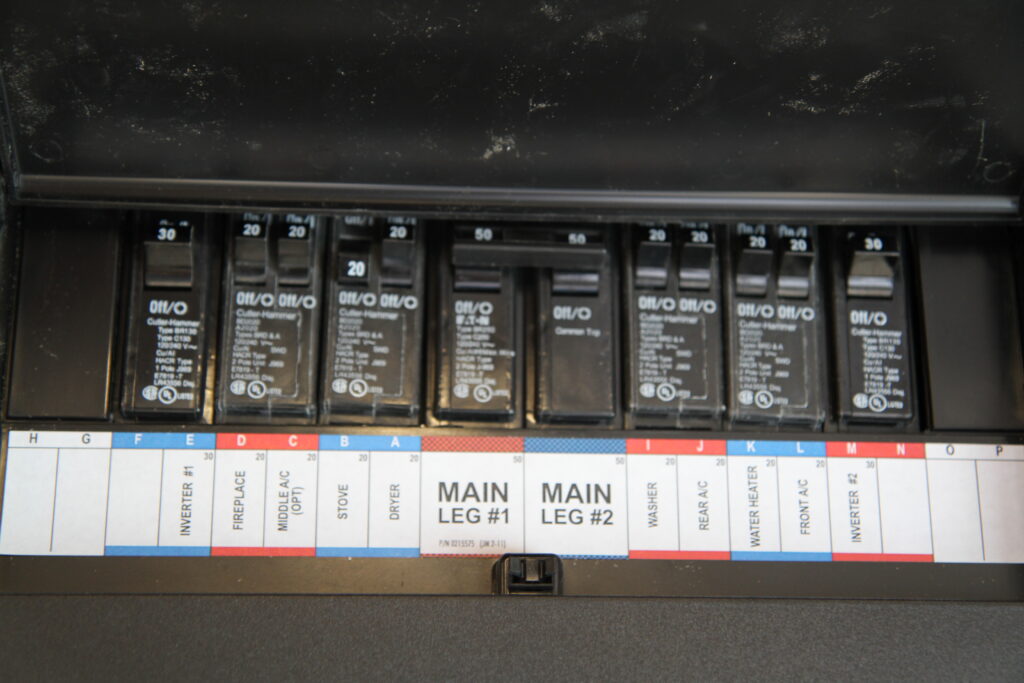A 50 amp split-phase breaker panel A 50 amp split-phase circuit breaker panel