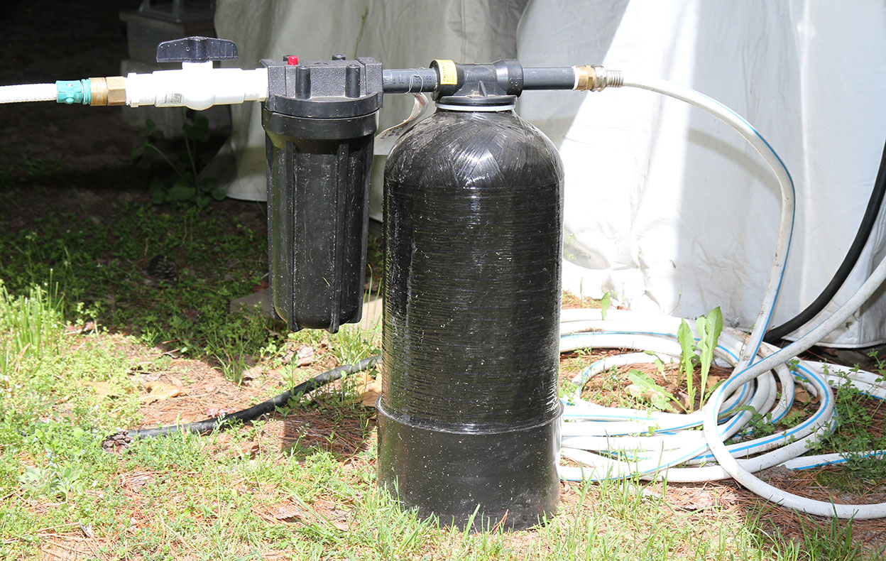 A large water softener with manual prefilter