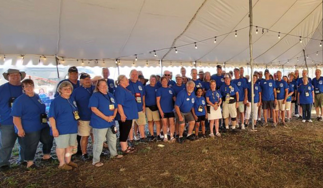 All Inclusive Motorhome Club at FMCA RV Rally wearing blue shirts