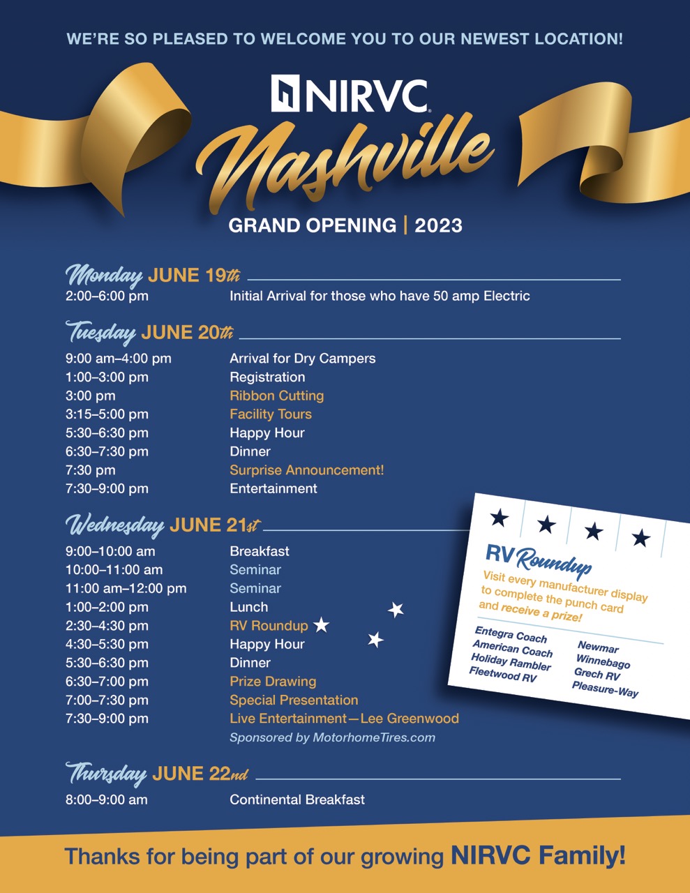 NIRVC Nashville Grand Opening Itinerary