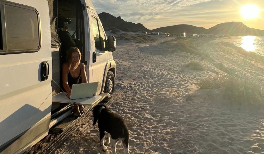 digital nomad working from the road in an RV