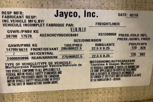 RV Federal Compliance Label